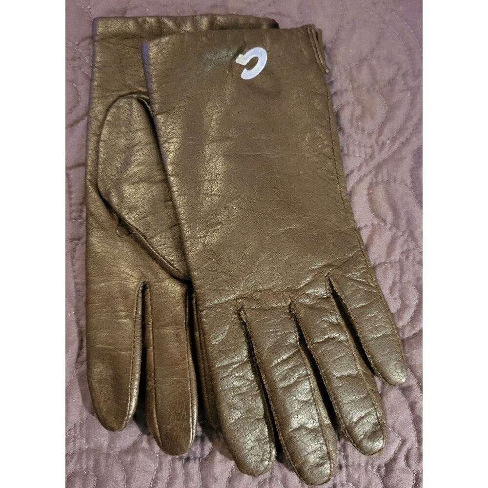 NOS Fownes Leather Gloves Womens Size 7 Brown Leather Lined Winter Warm